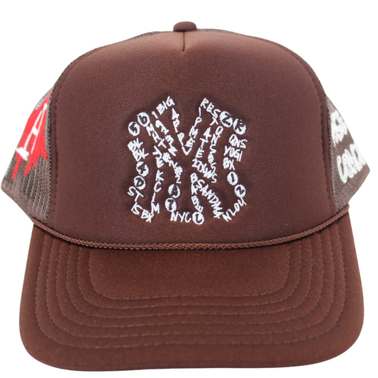 BROWN NY TRUCKER HAT